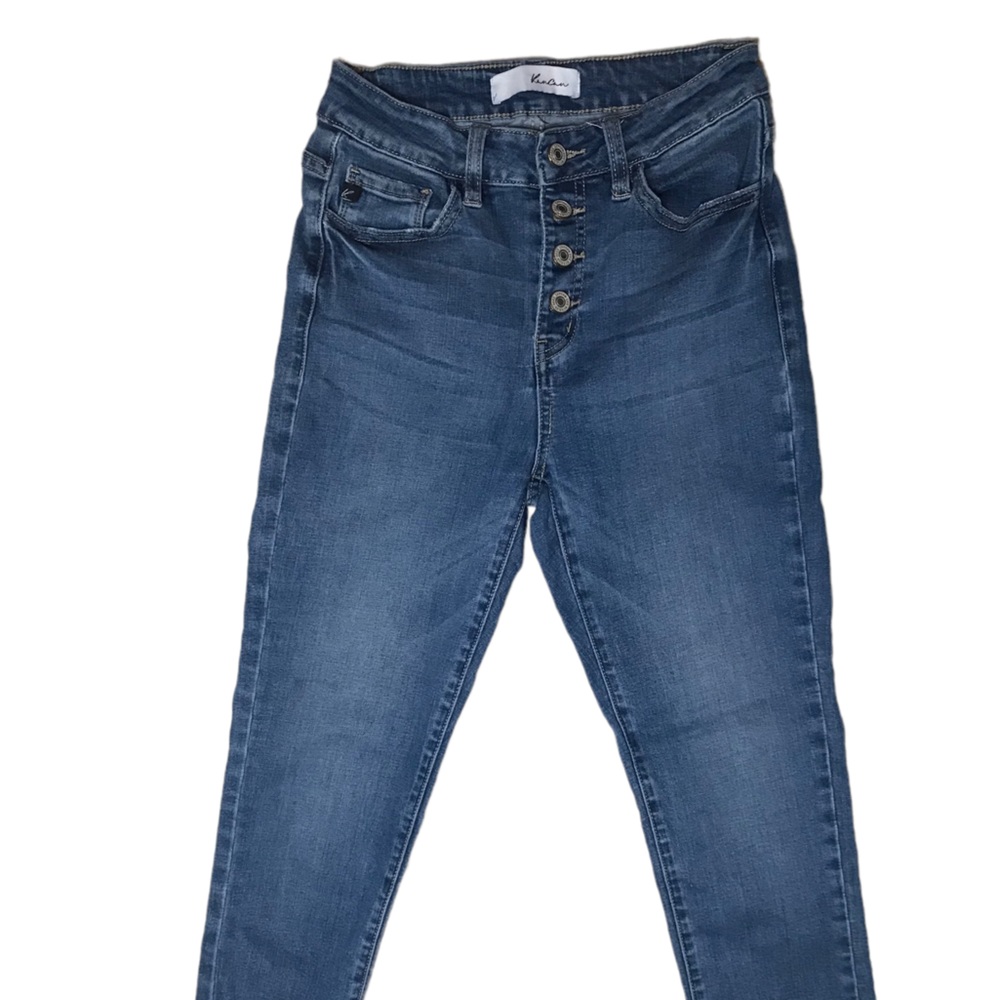 Kancan Skinny Jeans, Size 27 Raw Hem Medium Wash Designer Boutique Ankle Crop